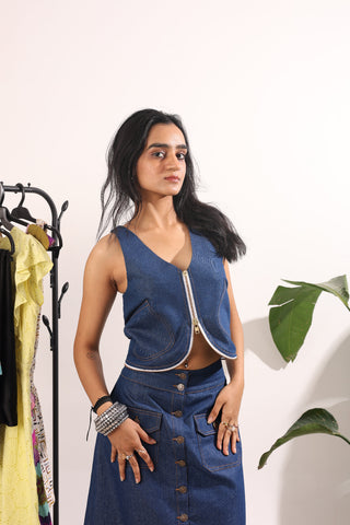 Blue Martini Denim Sleeveless Co-ord Set
