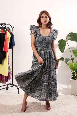 The Lagoon Punch Blue Floral Sleeveless Dress