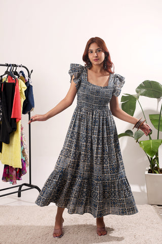 The Lagoon Punch Blue Floral Sleeveless Dress