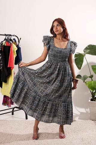 The Lagoon Punch Blue Floral Sleeveless Dress