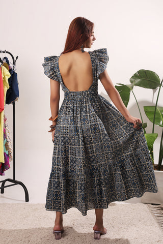 The Lagoon Punch Blue Floral Sleeveless Dress