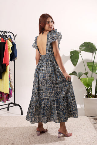 The Lagoon Punch Blue Floral Sleeveless Dress