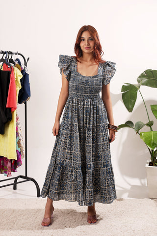 The Lagoon Punch Blue Floral Sleeveless Dress