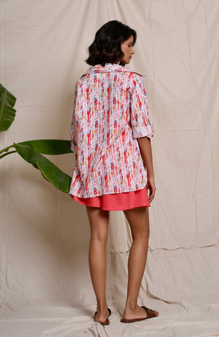 Buttery Nipple White Brush Stroke Printed Shirt