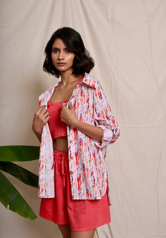 Buttery Nipple White Brush Stroke Printed Shirt