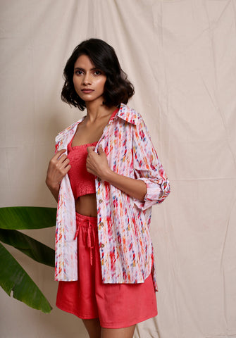Buttery Nipple White Brush Stroke Printed Shirt