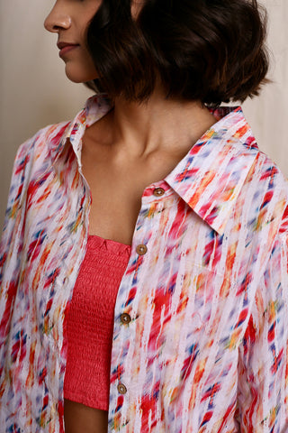 Buttery Nipple White Brush Stroke Printed Shirt