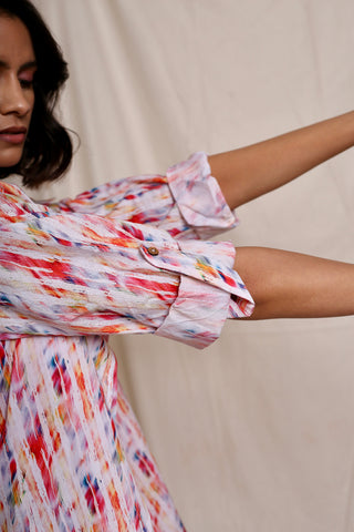 Buttery Nipple White Brush Stroke Printed Shirt