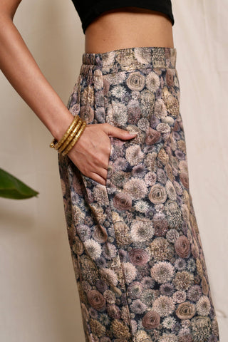 Banana Colada Floral Print Slit Skirt