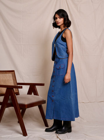 Blue Martini Denim Sleeveless Co-ord Set