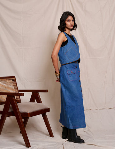 Blue Martini Denim Sleeveless Co-ord Set