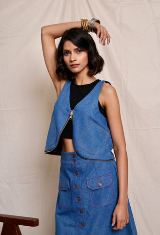 Blue Martini Denim Sleeveless Co-ord Set