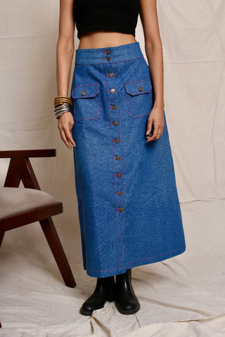 Blue Moon Denim Buttoned Up Skirt