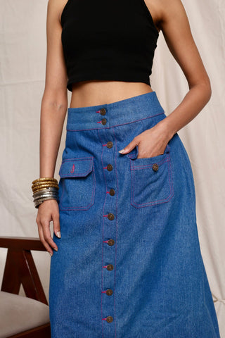 Blue Moon Denim Buttoned Up Skirt