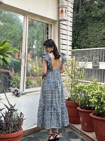 The Lagoon Punch Blue Floral Sleeveless Dress